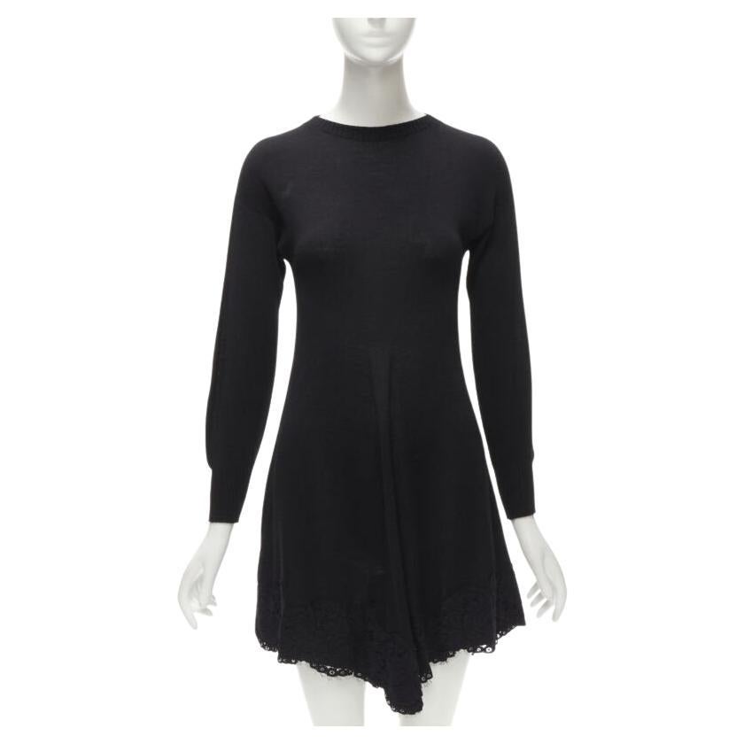 PHILOSOPHY DI LORENZO SERAFINI vestido jersey negro con ribete de encaje IT38 XS en venta