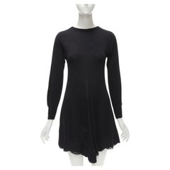 PHILOSOPHY DI LORENZO SERAFINI black lace trim sweater dress IT38 XS