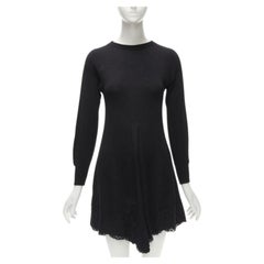 PHILOSOPHY DI LORENZO SERAFINI Schwarzes Pulloverkleid mit Spitzenbesatz IT38 XS
