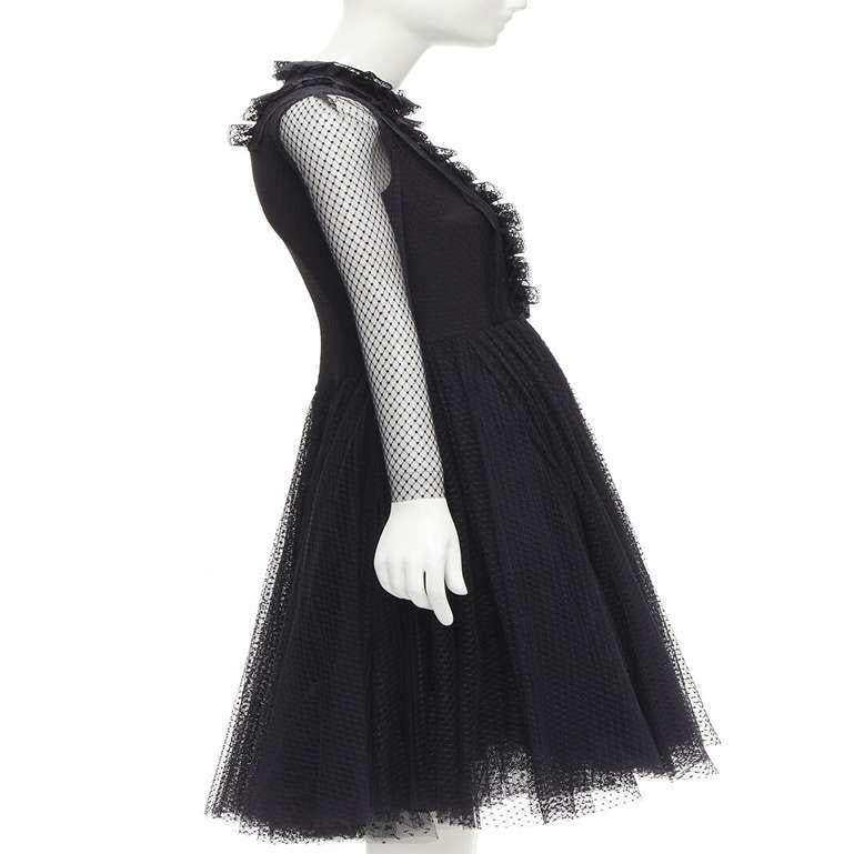 Women's PHILOSOPHY DI LORENZO SERAFINI black lace tulle crystal tulle dress IT38 XS