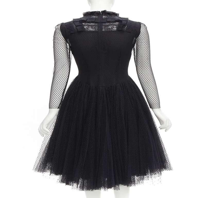 PHILOSOPHY DI LORENZO SERAFINI black lace tulle crystal tulle dress IT38 XS 1