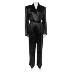 Philosophy Di Lorenzo Serafini Black Sateen V-Neck Buttoned Jumpsuit M