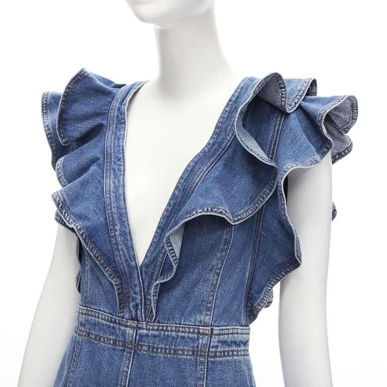 PHILOSOPHY DI LORENZO SERAFINI blue denim ruffled plunge neck dress IT38 XS
Reference: AAWC/A00156
Brand: Philosophy
Designer: Lorenzo Serafini
Material: Cotton
Color: Blue
Pattern: Solid
Closure: Zip
Made in: Italy

CONDITION:
Condition: Excellent,