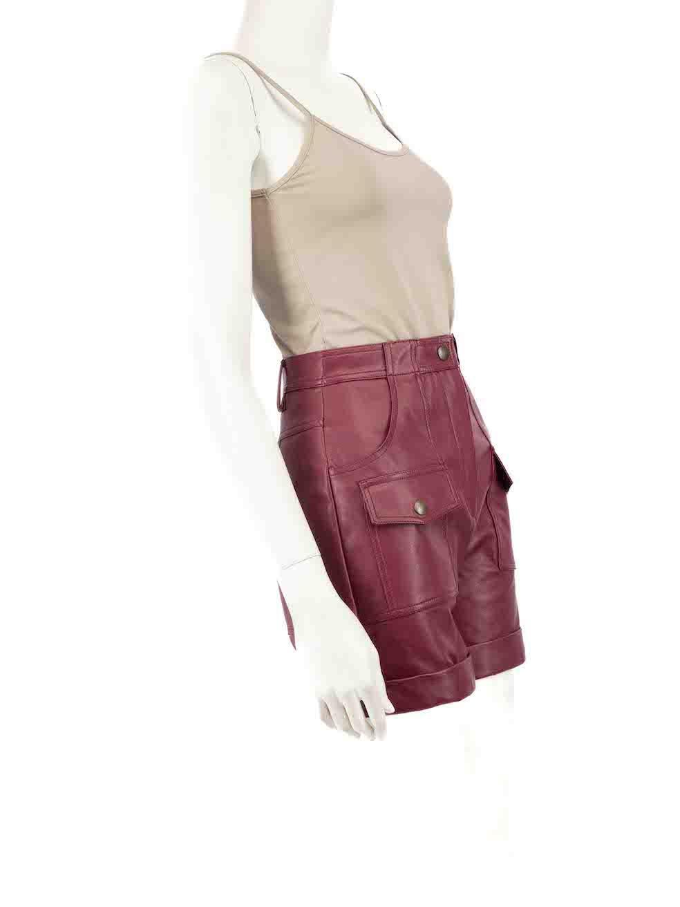 CONDITION is Never worn, with tags. No visible wear to shorts is evident on this new Philosophy di Lorenzo Serafini designer resale item.
 
 
 
 Details
 
 
 Burgundy
 
 Vegan leather
 
 Shorts
 
 2x Front pockets
 
 2x Back pockets
 
 High rise
 

