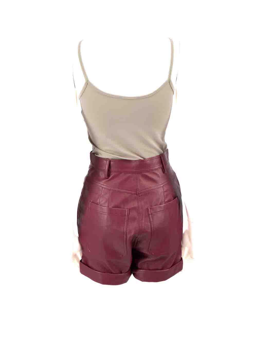 Philosophy di Lorenzo Serafini Burgundy Leather Pocket Shorts Size XS In New Condition For Sale In London, GB