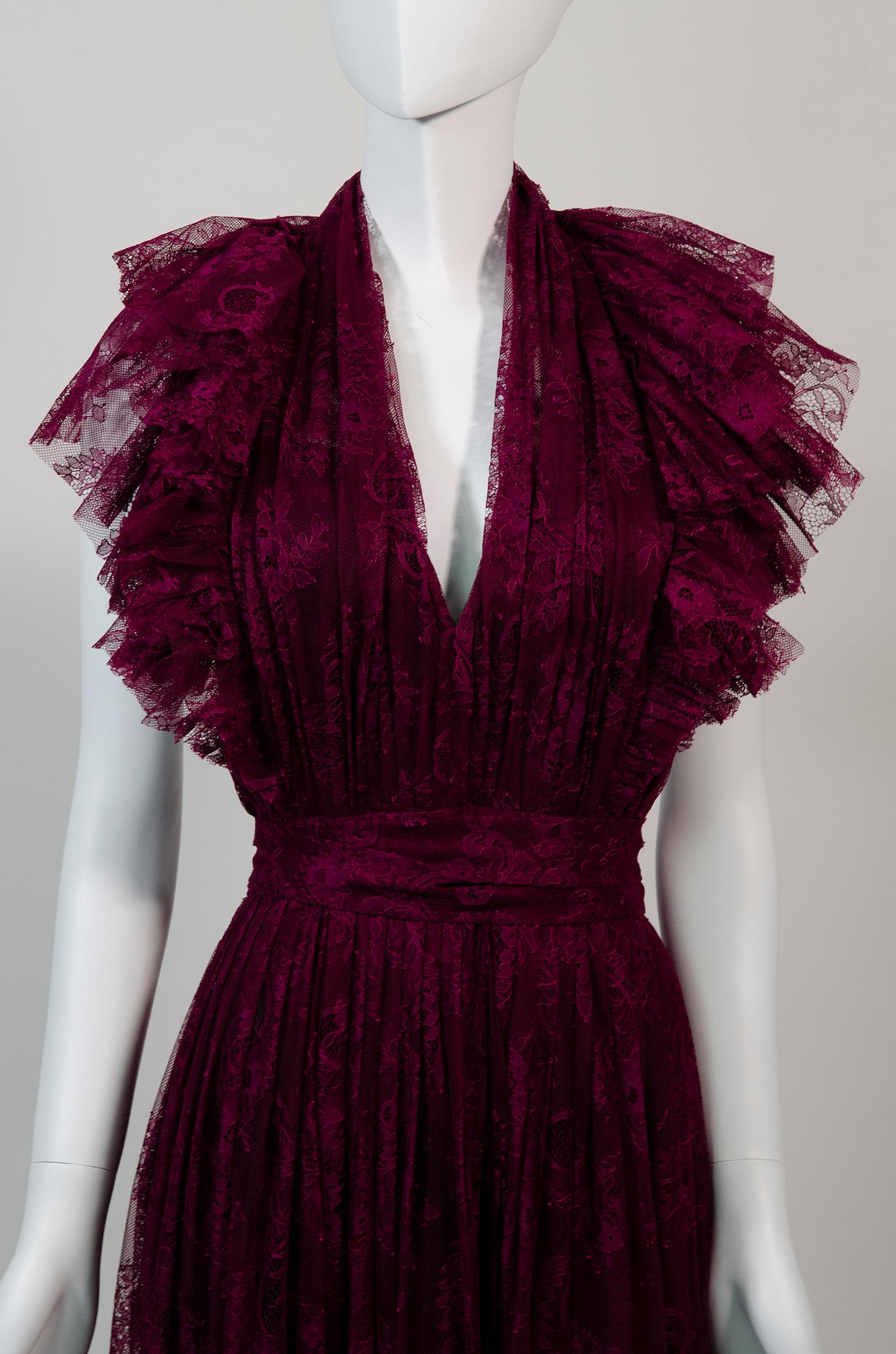 Women's PHILOSOPHY DI LORENZO SERAFINI plum / burgundy elegant lace maxi dress