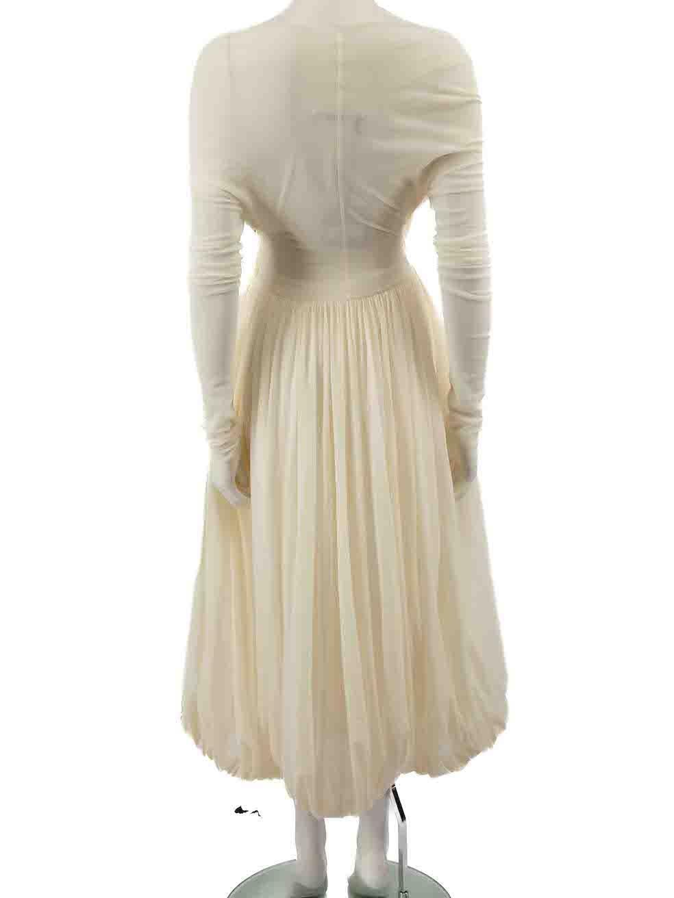 Philosophy di Lorenzo Serafini Ecru Tulle Midi Dress Size M In Good Condition For Sale In London, GB