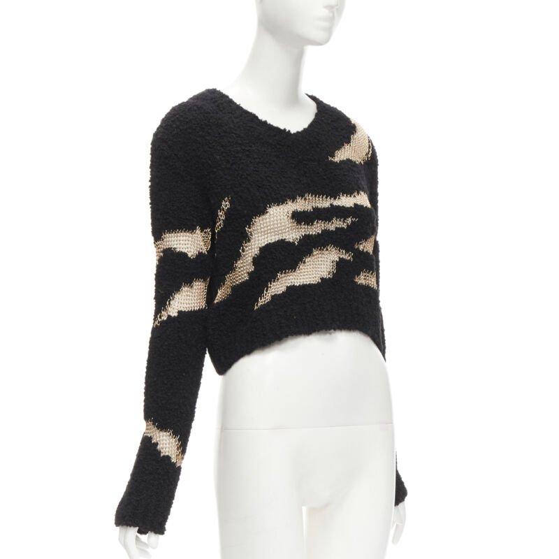 Nero Philosophy Di Lorenzo Serafini top in maglia nera trasparente a reticolo d'oro IT38 in vendita