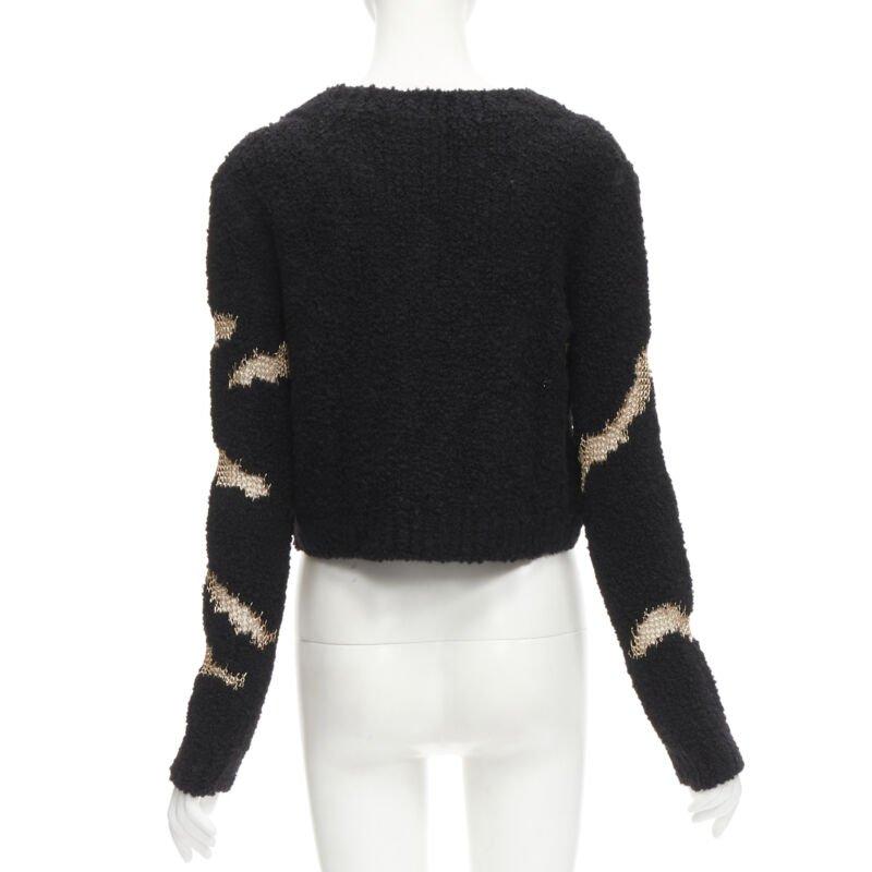 Donna Philosophy Di Lorenzo Serafini top in maglia nera trasparente a reticolo d'oro IT38 in vendita