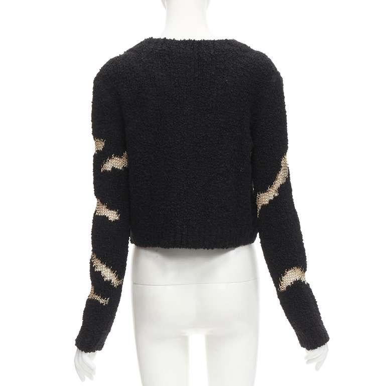 Women's PHILOSOPHY DI LORENZO SERAFINI gold lattice sheer black slouchy sweater top IT38 For Sale