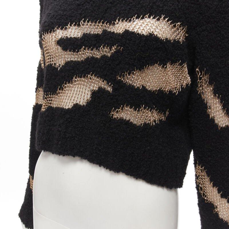 Philosophy Di Lorenzo Serafini top in maglia nera trasparente a reticolo d'oro IT38 in vendita 2