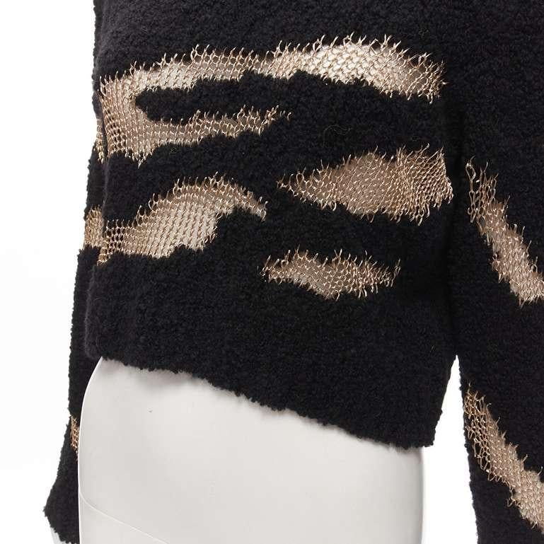 PHILOSOPHY DI LORENZO SERAFINI gold lattice sheer black slouchy sweater top IT38 For Sale 2