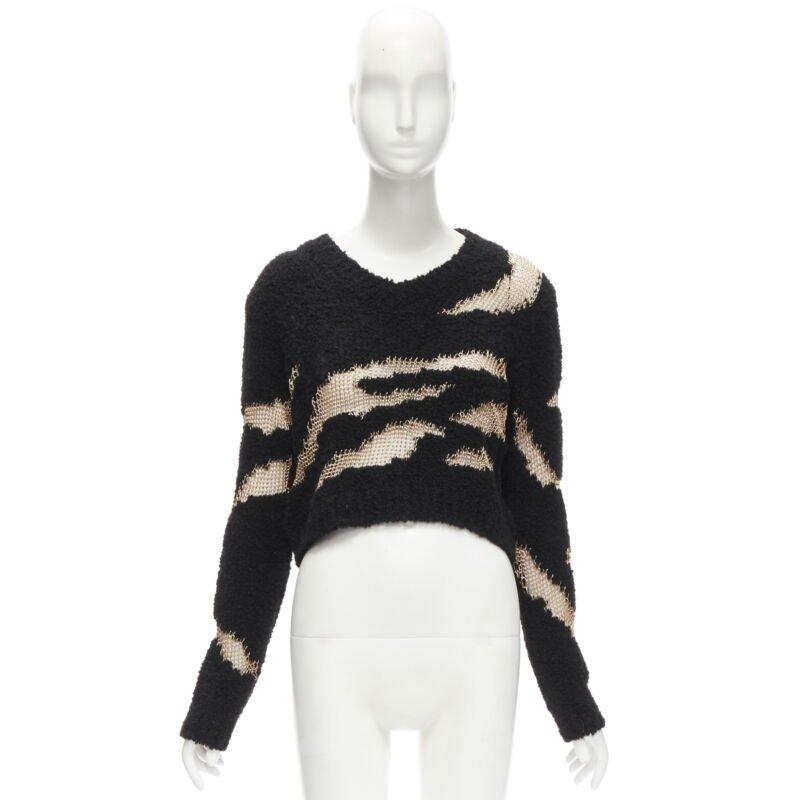 Philosophy Di Lorenzo Serafini top in maglia nera trasparente a reticolo d'oro IT38 in vendita 4