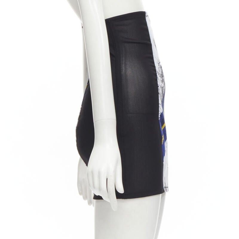 PHILOSOPHY DI LORENZO SERAFINI graphic print black panel corset skirt IT38 XS In Excellent Condition For Sale In Hong Kong, NT