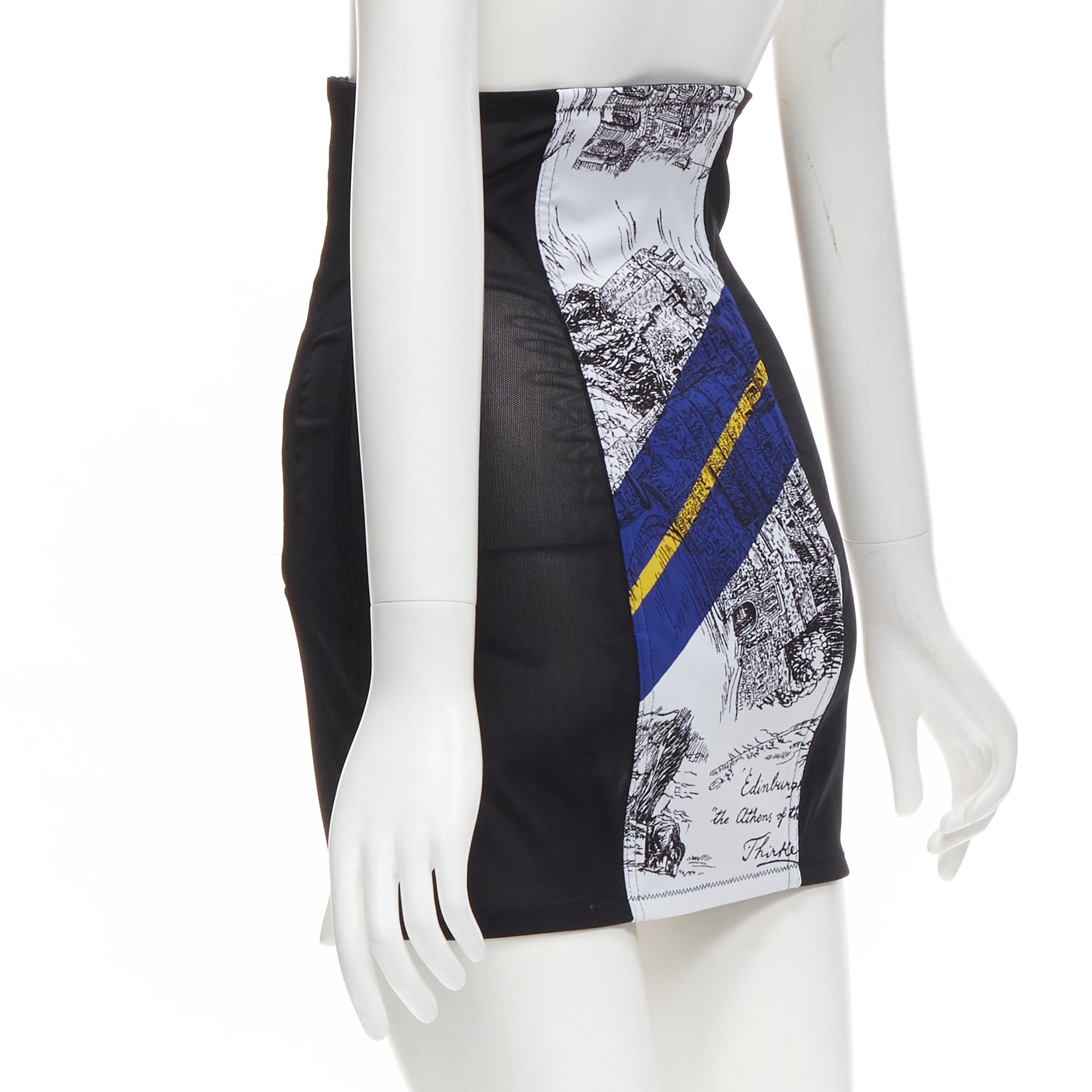 PHILOSOPHY DI LORENZO SERAFINI graphic print black panel corset skirt IT38 XS For Sale 1
