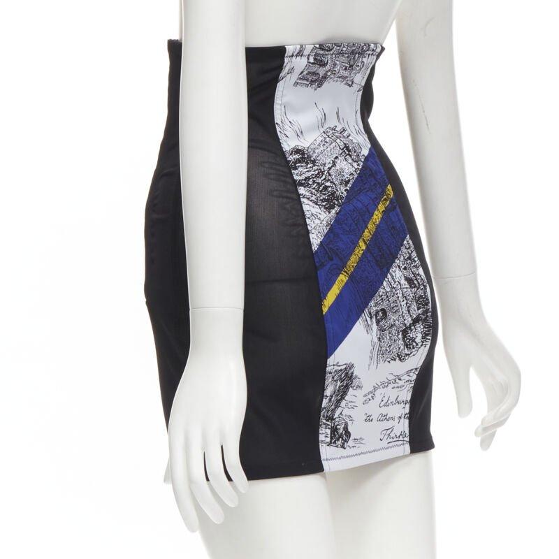 Women's PHILOSOPHY DI LORENZO SERAFINI graphic print black panel corset skirt IT38 XS For Sale