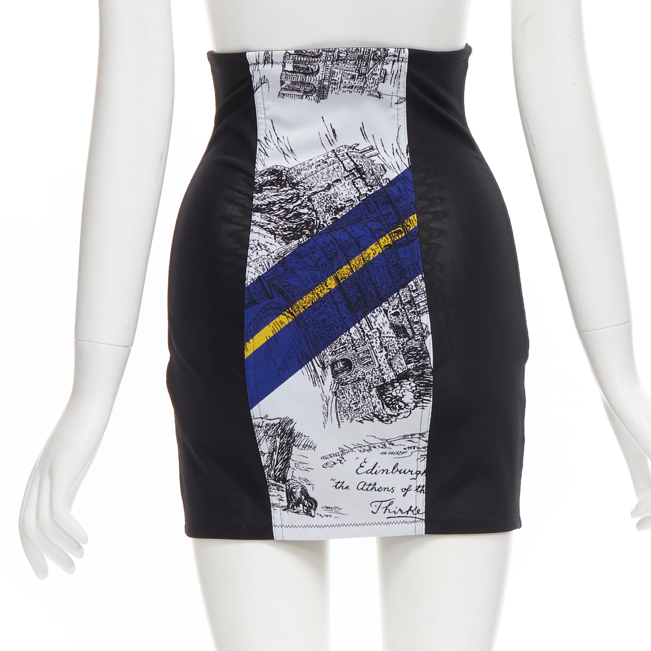 PHILOSOPHY DI LORENZO SERAFINI graphic print black panel corset skirt IT38 XS For Sale 2