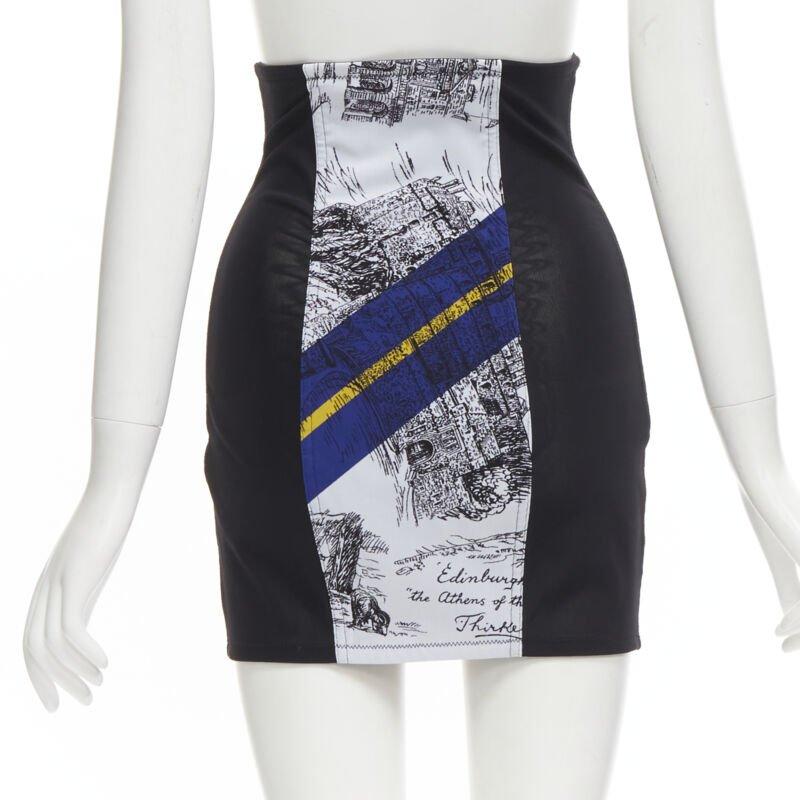 PHILOSOPHY DI LORENZO SERAFINI graphic print black panel corset skirt IT38 XS For Sale 1