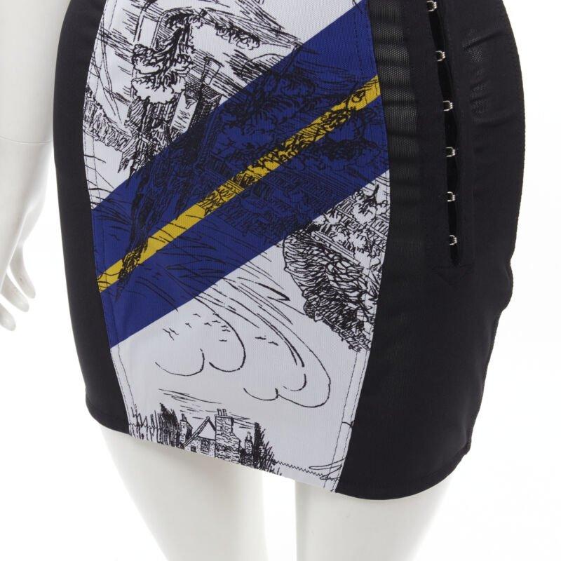 PHILOSOPHY DI LORENZO SERAFINI graphic print black panel corset skirt IT38 XS For Sale 2