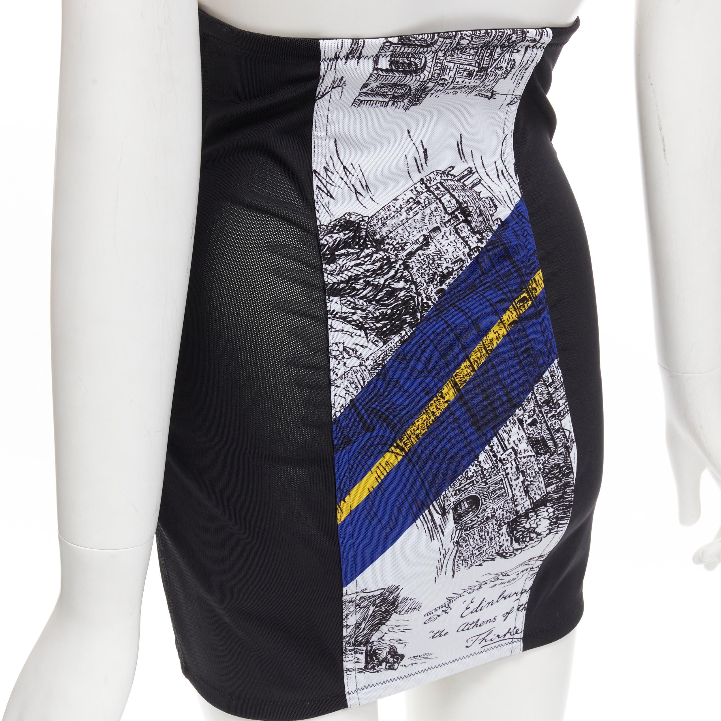 PHILOSOPHY DI LORENZO SERAFINI graphic print black panel corset skirt IT38 XS For Sale 4