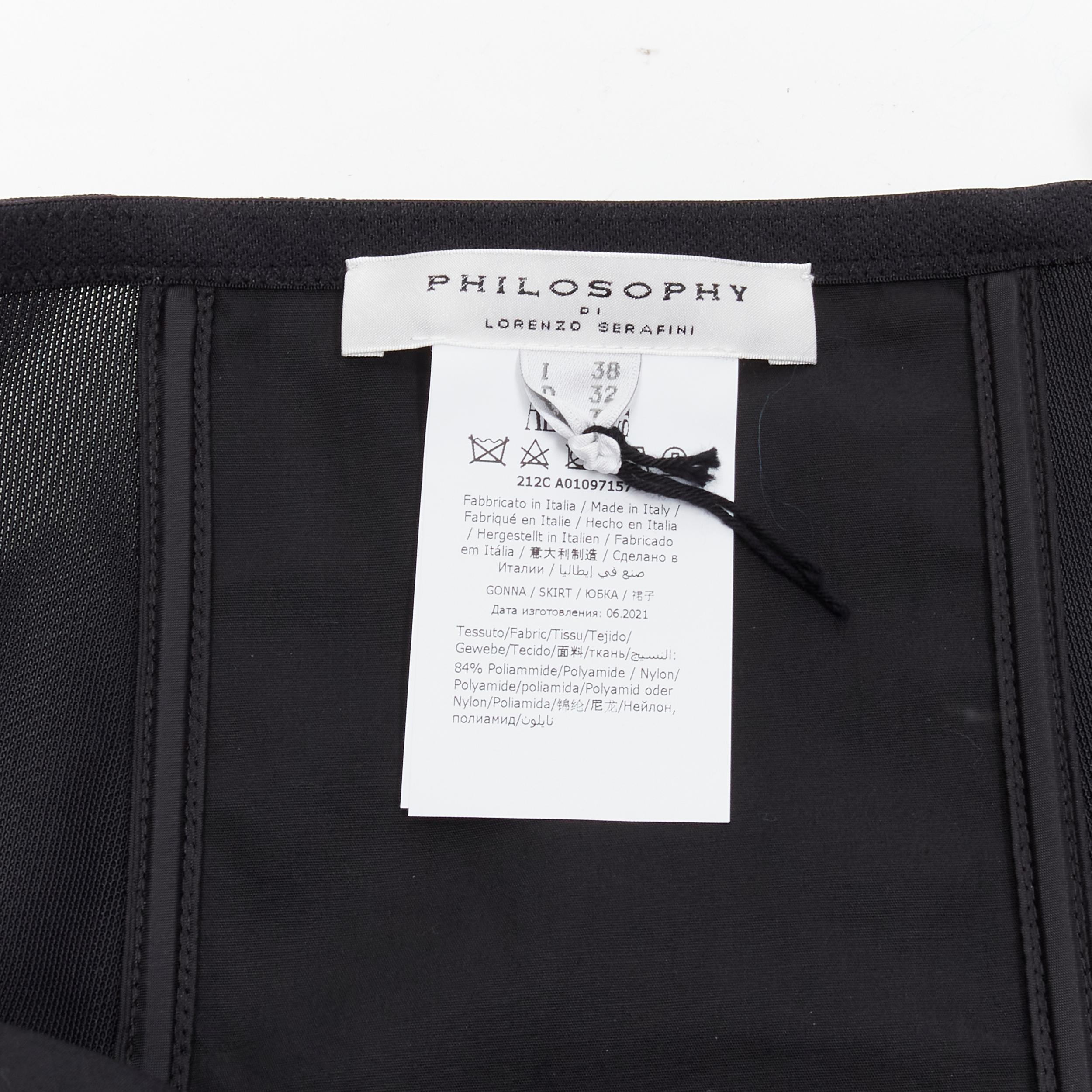 PHILOSOPHY DI LORENZO SERAFINI graphic print black panel corset skirt IT38 XS For Sale 5