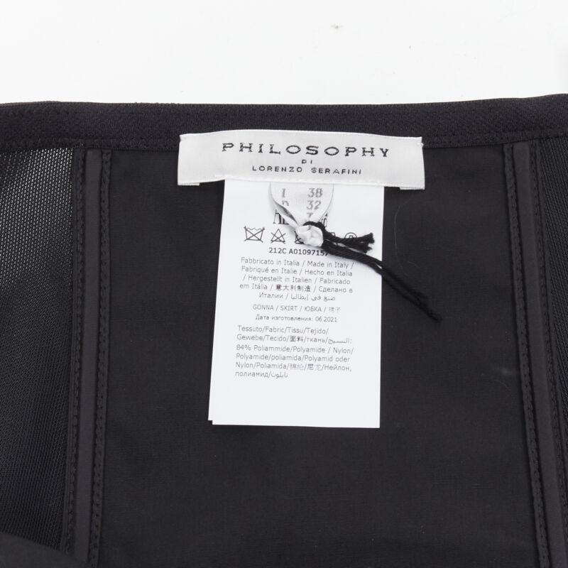 PHILOSOPHY DI LORENZO SERAFINI graphic print black panel corset skirt IT38 XS For Sale 4