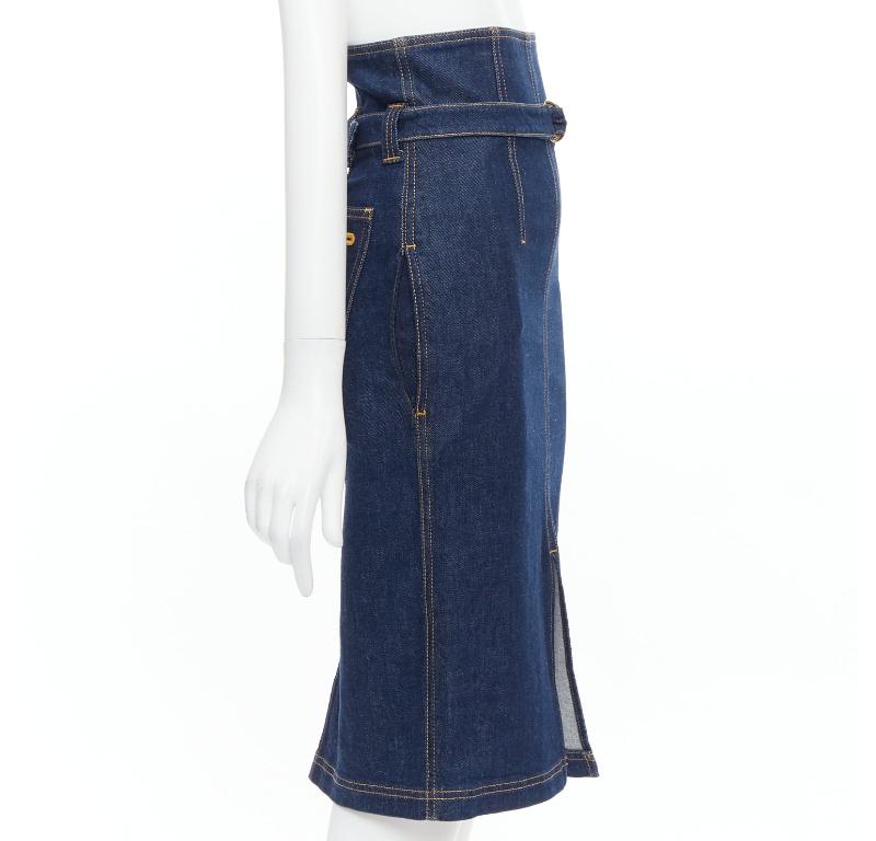 PHILOSOPHY DI LORENZO SERAFINI Olivia denim belted pencil skirt IT36 XS In Excellent Condition For Sale In Hong Kong, NT