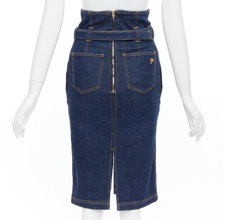Women's PHILOSOPHY DI LORENZO SERAFINI Olivia denim belted pencil skirt IT36 XS For Sale