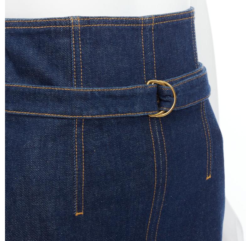 PHILOSOPHY DI LORENZO SERAFINI Olivia denim belted pencil skirt IT36 XS For Sale 2