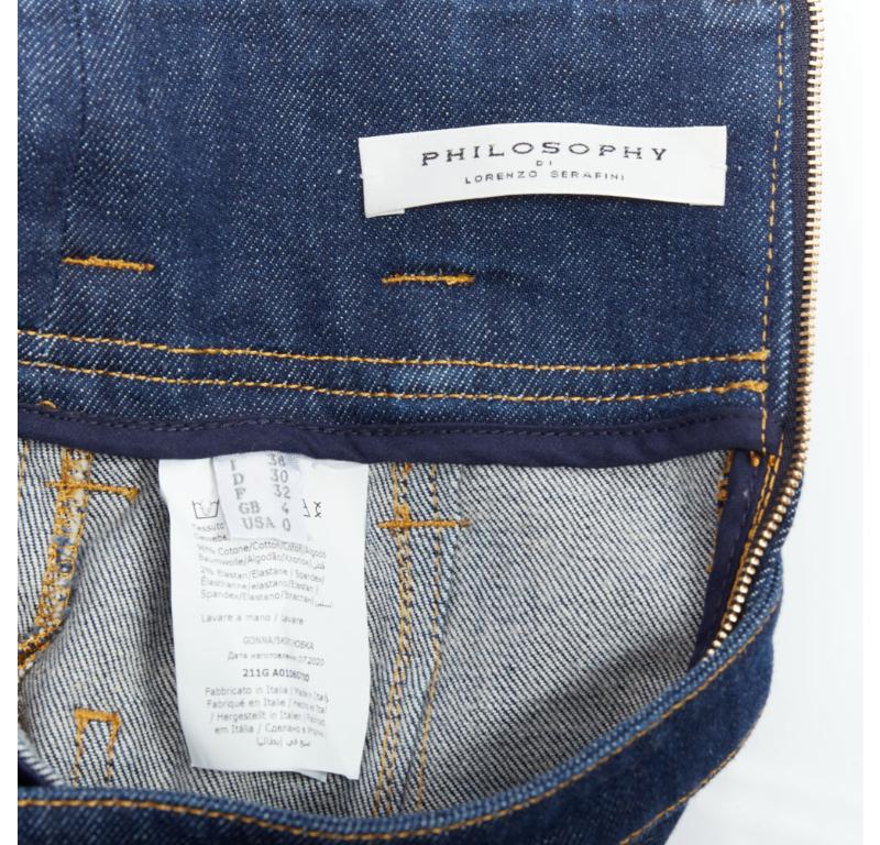 PHILOSOPHY DI LORENZO SERAFINI Olivia denim belted pencil skirt IT36 XS For Sale 3