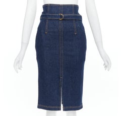 PHILOSOPHY DI LORENZO SERAFINI Olivia denim belted pencil skirt IT36 XS