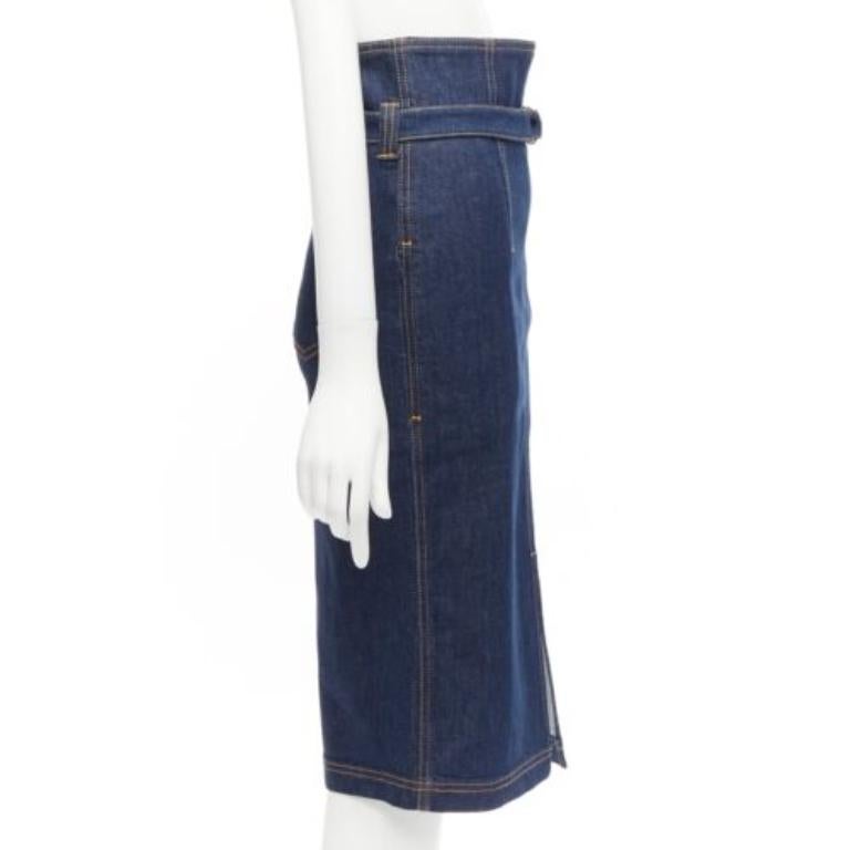 PHILOSOPHY DI LORENZO SERAFINI Olivia denim belted pencil skirt IT38 XS In Excellent Condition For Sale In Hong Kong, NT