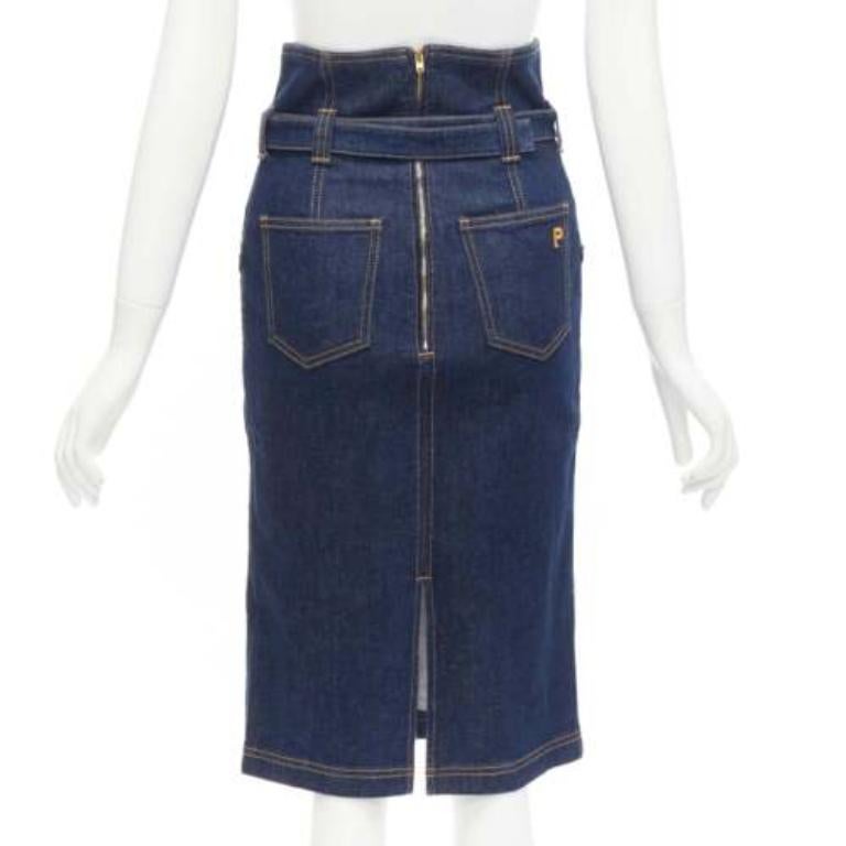 Women's PHILOSOPHY DI LORENZO SERAFINI Olivia denim belted pencil skirt IT38 XS For Sale