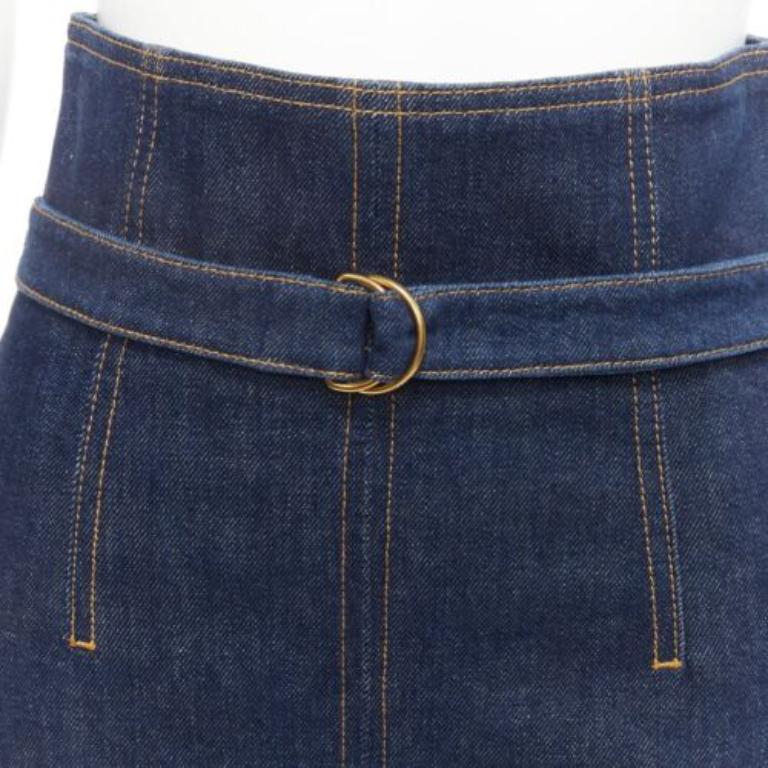 PHILOSOPHY DI LORENZO SERAFINI Olivia denim belted pencil skirt IT38 XS For Sale 2