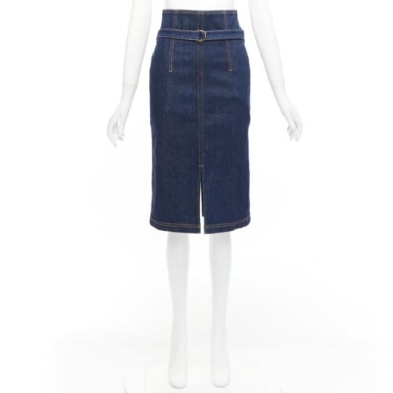 PHILOSOPHY DI LORENZO SERAFINI Olivia denim belted pencil skirt IT38 XS For Sale 4