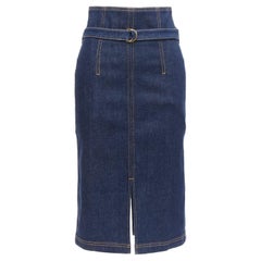 PHILOSOPHY DI LORENZO SERAFINI Olivia denim belted pencil skirt IT38 XS