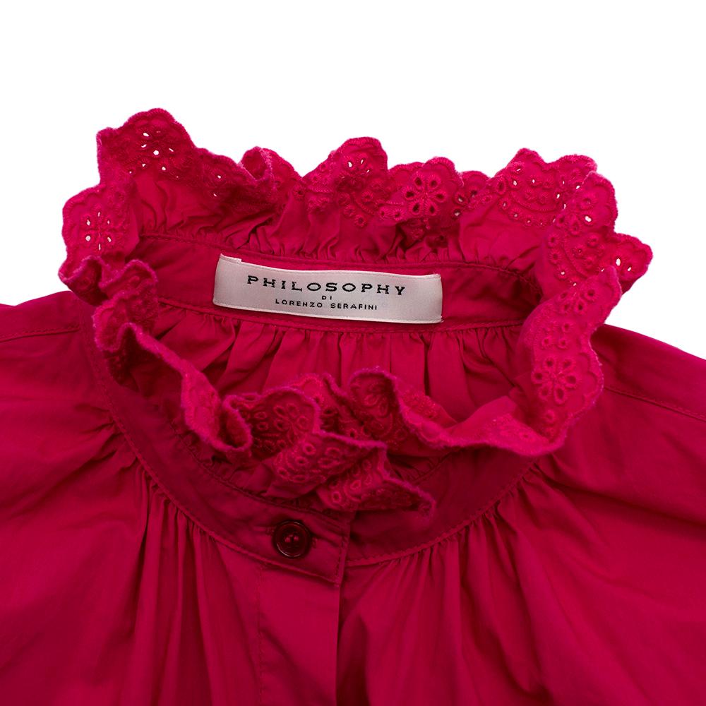  Philosophy Di Lorenzo Serafini Pink Long Sleeve Ruffle Dress - Size US 6 In New Condition In London, GB