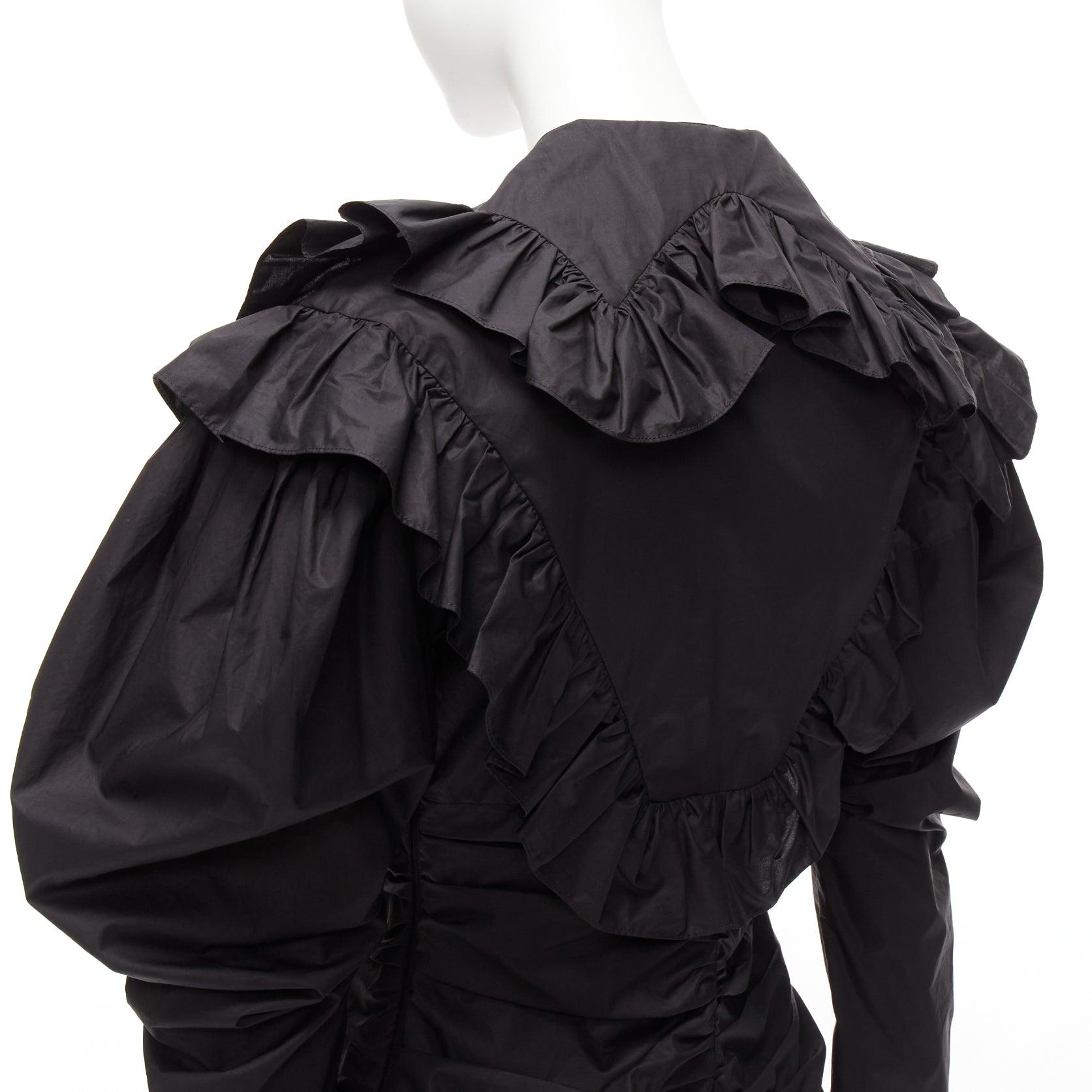PHILOSOPHY DI LORENZO SERAFINI Vestido de popelina con cuello de volante y mangas abullonadas IT38 XS en venta 2