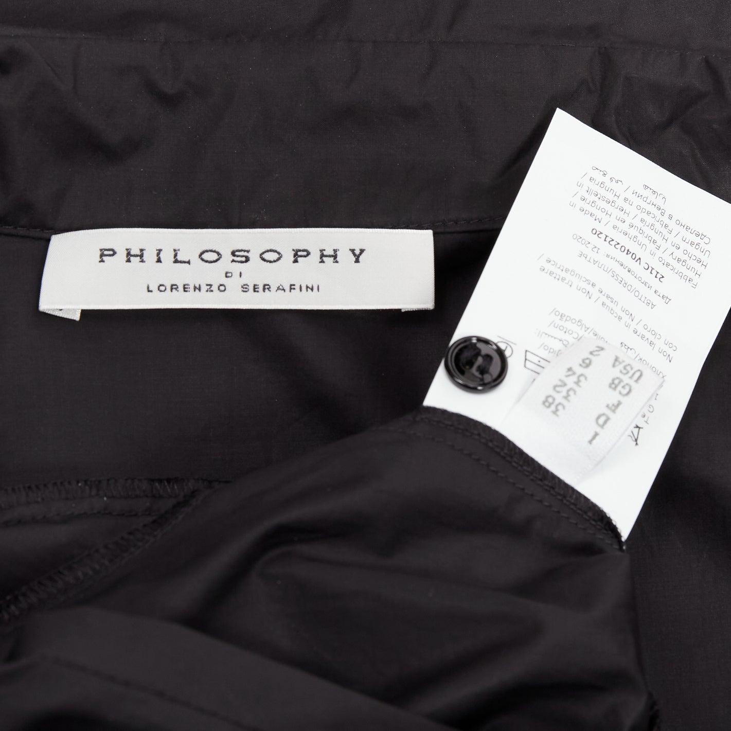 PHILOSOPHY DI LORENZO SERAFINI Vestido de popelina con cuello de volante y mangas abullonadas IT38 XS en venta 3