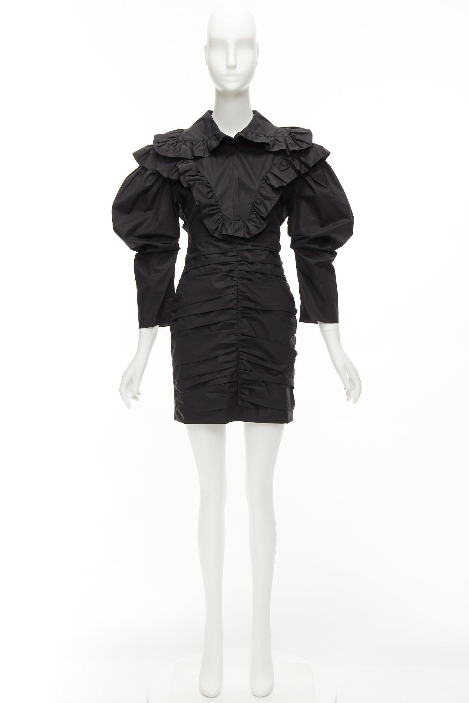 PHILOSOPHY DI LORENZO SERAFINI Vestido de popelina con cuello de volante y mangas abullonadas IT38 XS en venta 4