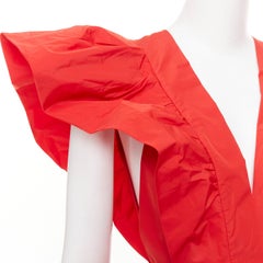 PHILOSOPHY DI LORENZO SERAFINI red taffeta puff ruffle balloon dress IT40 S