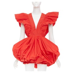 PHILOSOPHY DI LORENZO SERAFINI red taffeta puff ruffle balloon dress IT40 S