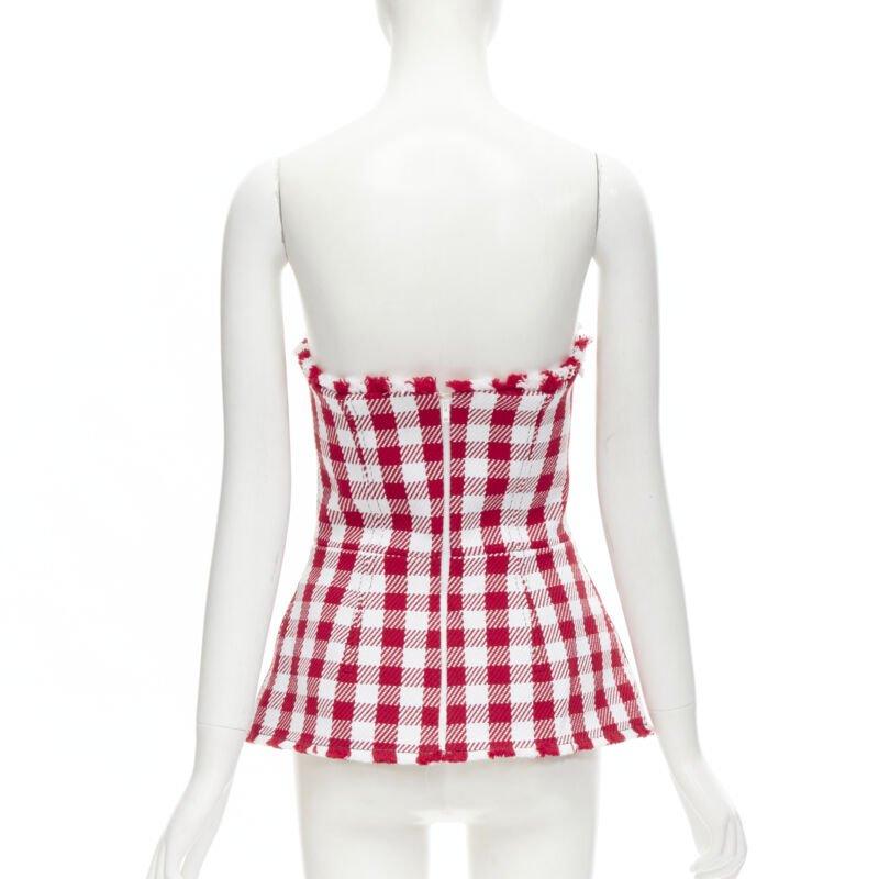 Women's PHILOSOPHY DI LORENZO SERAFINI red white tartan plaid corset top IT40 S