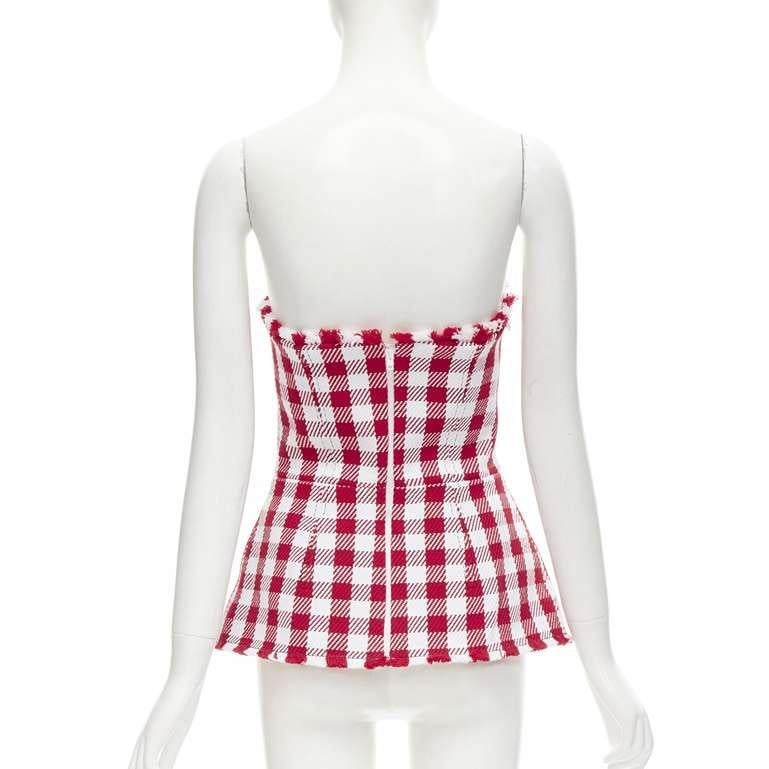 Women's PHILOSOPHY DI LORENZO SERAFINI red white tartan plaid corset top IT40 S For Sale