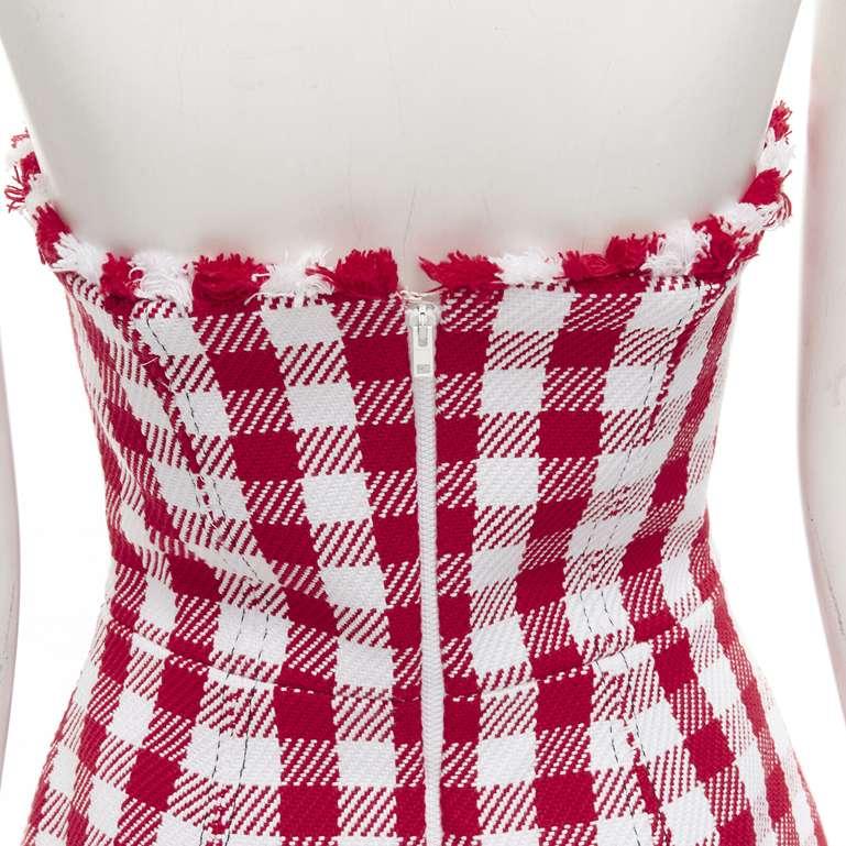 PHILOSOPHY DI LORENZO SERAFINI red white tartan plaid corset top IT40 S For Sale 3