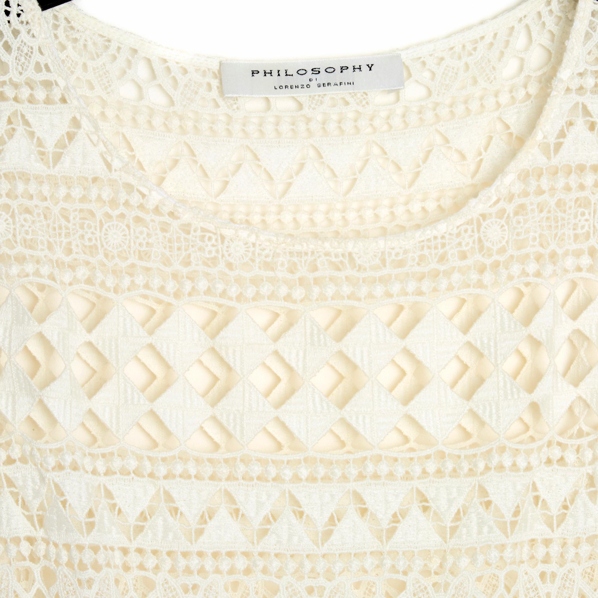 Philosophy Di Lorenzo Serafini Robe FR38 Ecru Cotone Pizzo Crochet US8 in vendita 2
