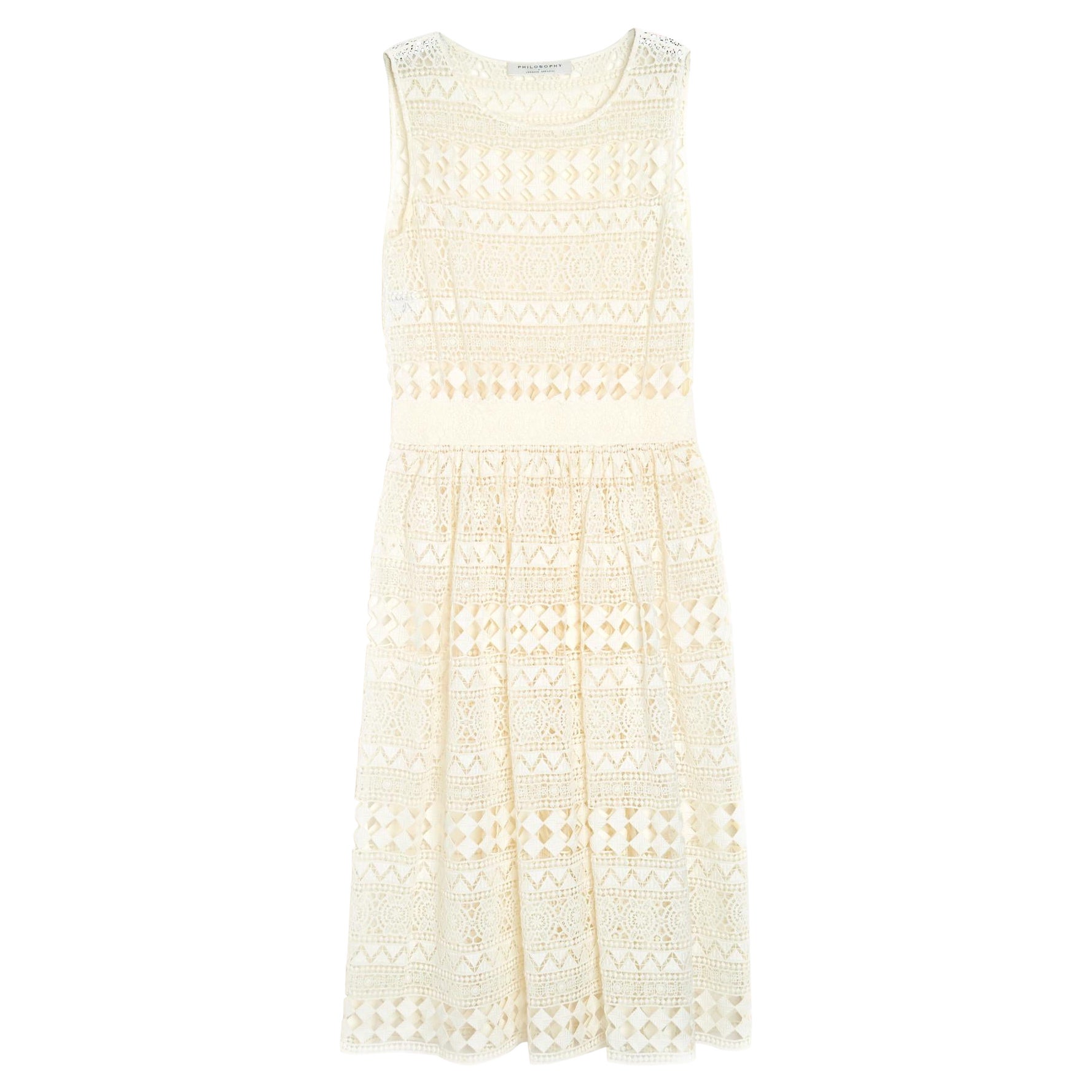Philosophy Di Lorenzo Serafini Robe FR38 Ecru Cotone Pizzo Crochet US8 in vendita