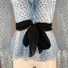PHILOSOPHY di LORENZO SERAFINI Size 2 Blue Black Polyester Polka Dot Blouse