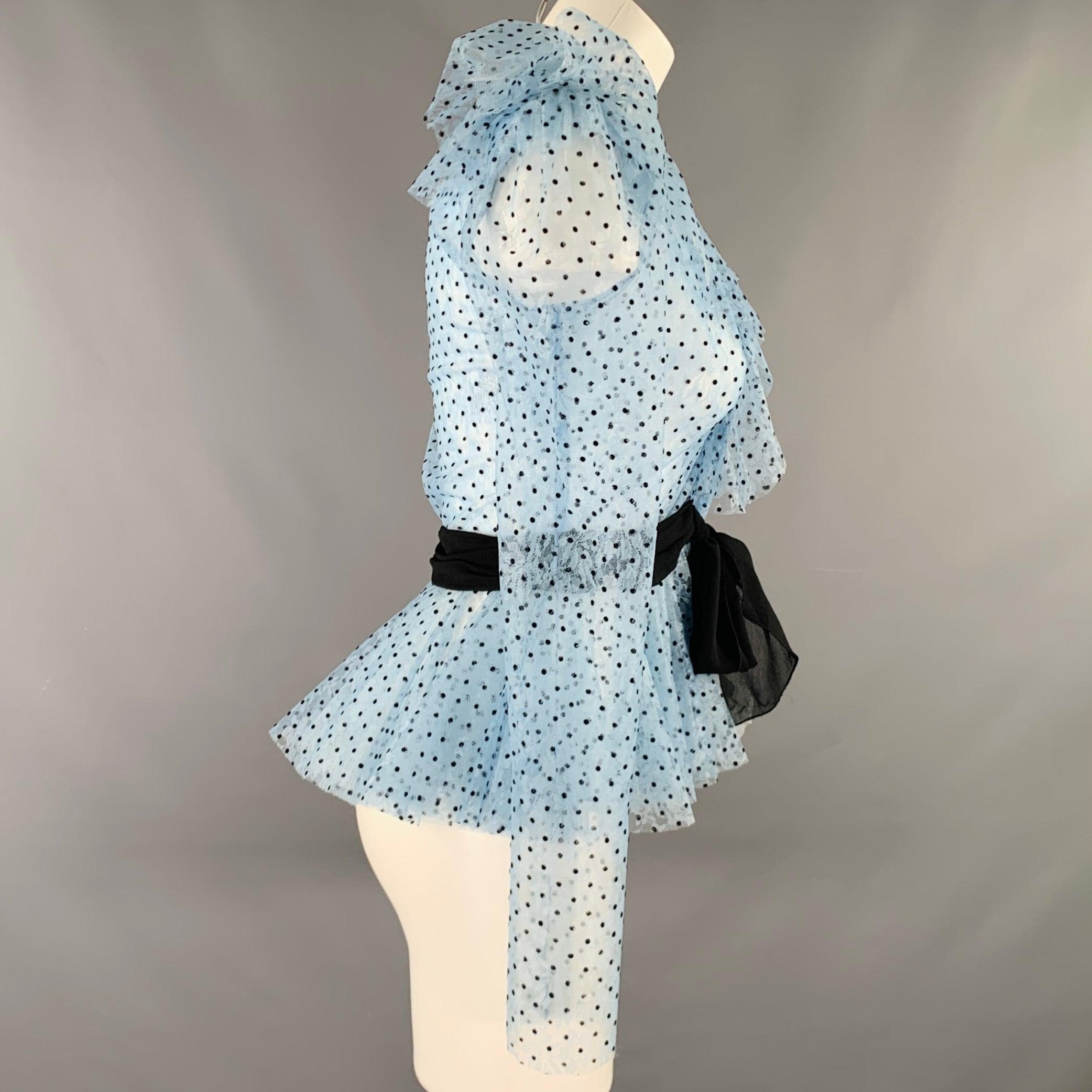 PHILOSOPHY di LORENZO SERAFINI Size 2 Blue Black Polyester Polka Dot Blouse In Good Condition For Sale In San Francisco, CA