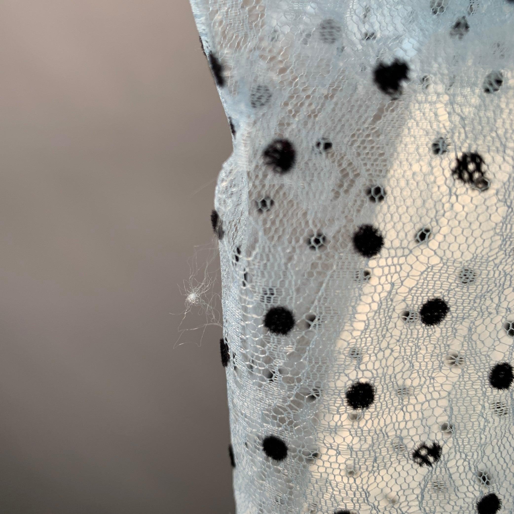 PHILOSOPHY di LORENZO SERAFINI Size 2 Blue Black Polyester Polka Dot Blouse For Sale 1